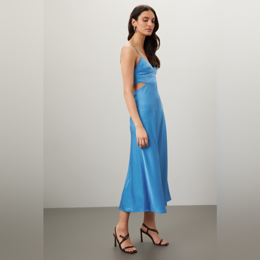 A.L.C. cinderella blue Blakely cutout open back a line midi gown dress size 4 - Picture 2 of 6